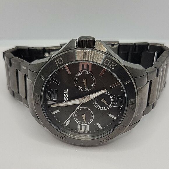 FOSSIL BQ2297 Men's Stainless Steel Analog Black Dial Quartz Genuine Watch BC318 - Picture 7 of 11